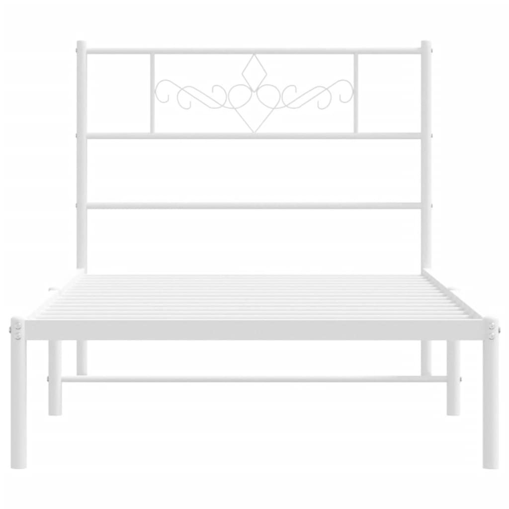 Bedframe met hoofdbord metaal wit 80x200 cm is nu te koop bij PeponiXL, paradijselijk wonen!