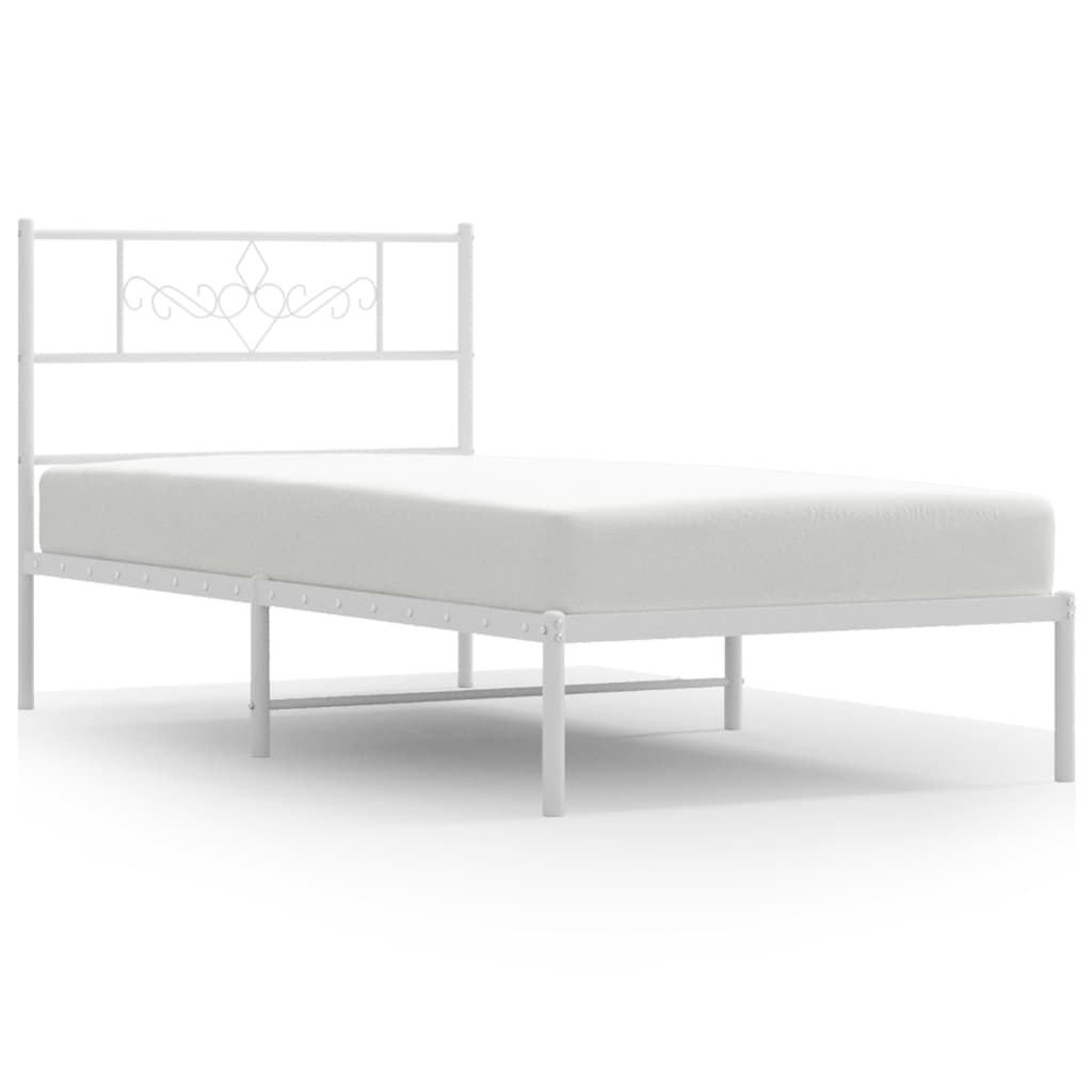 Bedframe met hoofdbord metaal wit 107x203 cm is nu te koop bij PeponiXL, paradijselijk wonen!