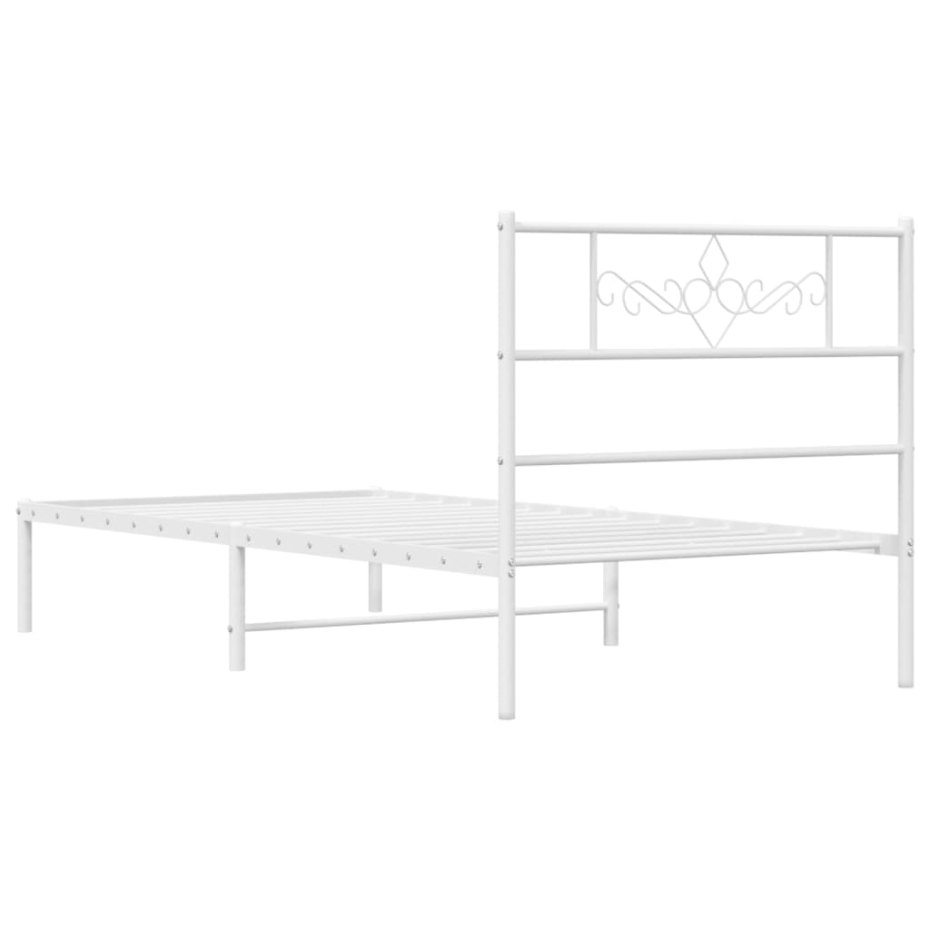 Bedframe met hoofdbord metaal wit 107x203 cm is nu te koop bij PeponiXL, paradijselijk wonen!