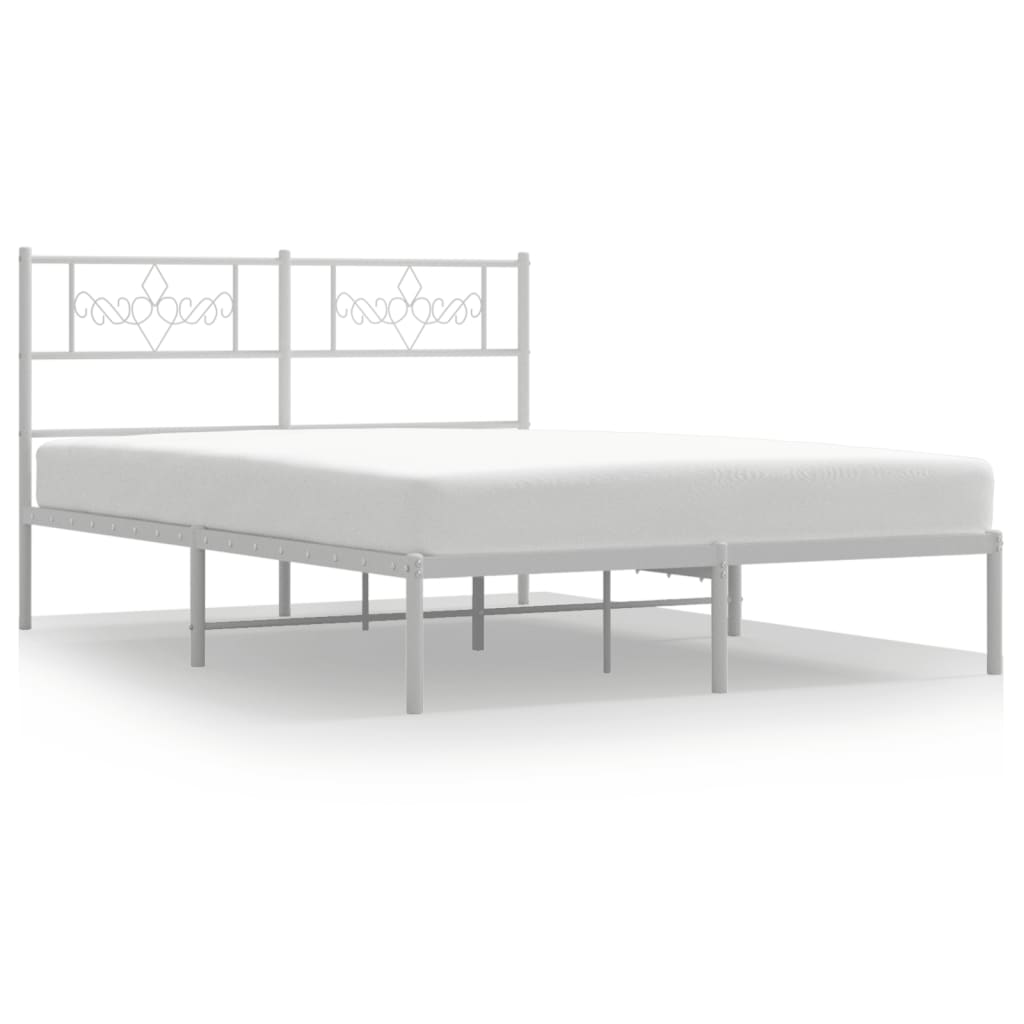 Bedframe met hoofdbord metaal wit 120x190 cm is nu te koop bij PeponiXL, paradijselijk wonen!