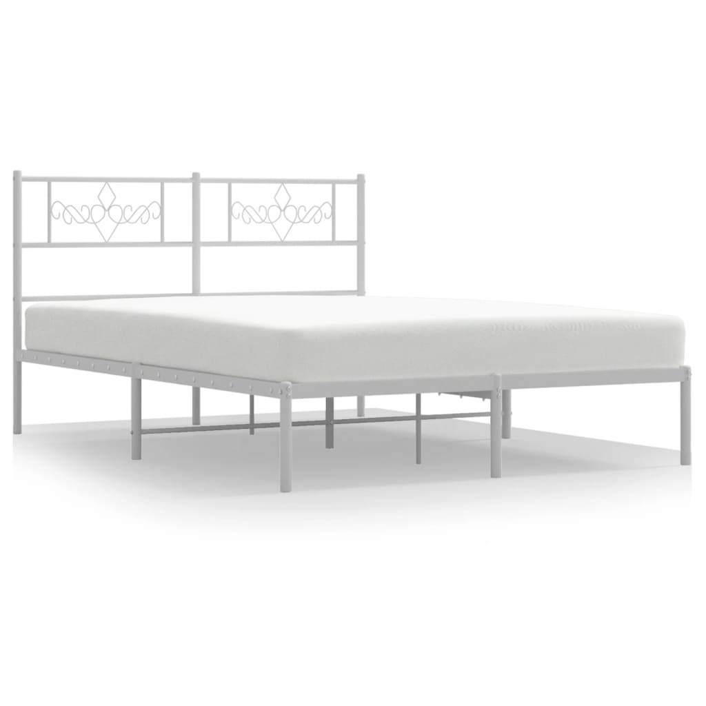 Bedframe met hoofdbord metaal wit 120x200 cm is nu te koop bij PeponiXL, paradijselijk wonen!