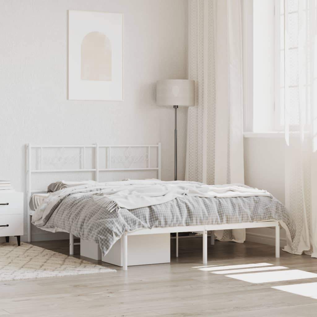 Bedframe met hoofdbord metaal wit 120x200 cm is nu te koop bij PeponiXL, paradijselijk wonen!