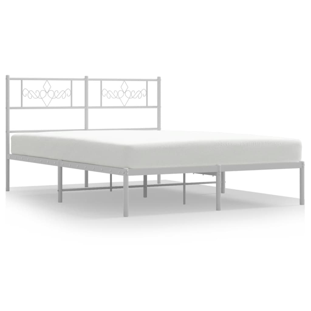Bedframe met hoofdbord metaal wit 140x190 cm is nu te koop bij PeponiXL, paradijselijk wonen!