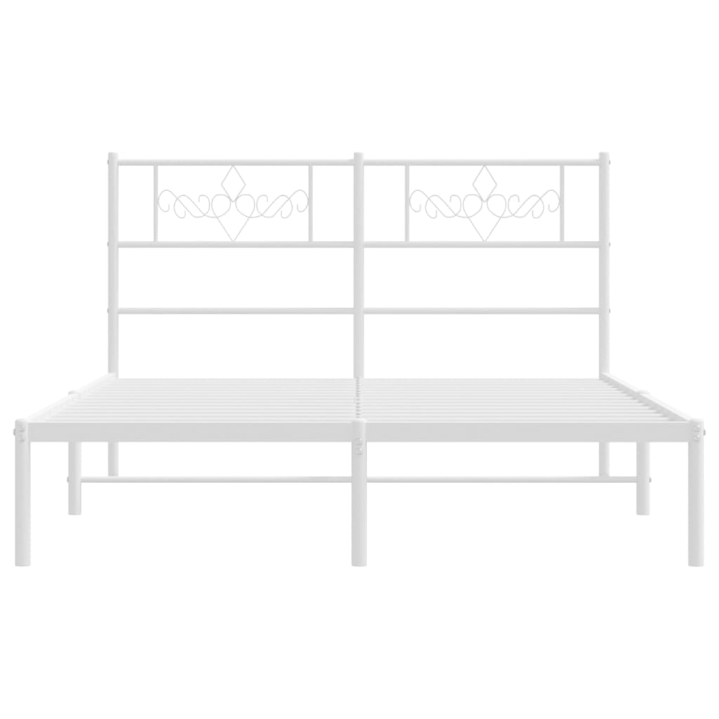 Bedframe met hoofdbord metaal wit 140x190 cm is nu te koop bij PeponiXL, paradijselijk wonen!