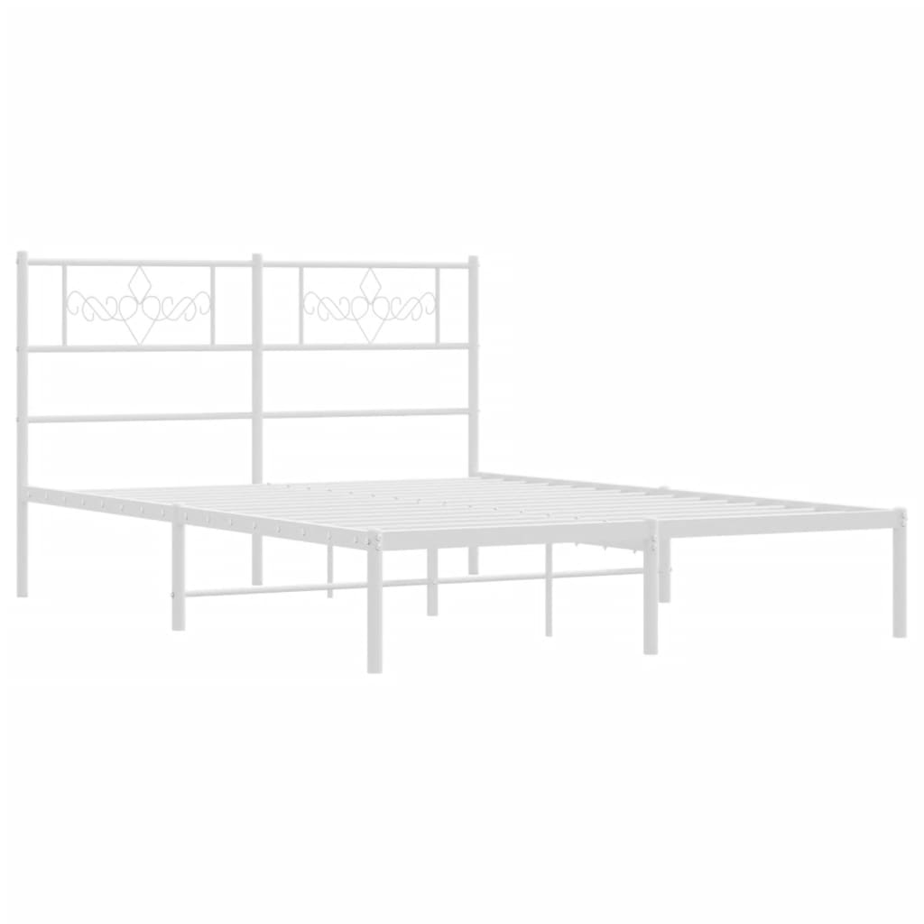 Bedframe met hoofdbord metaal wit 140x190 cm is nu te koop bij PeponiXL, paradijselijk wonen!
