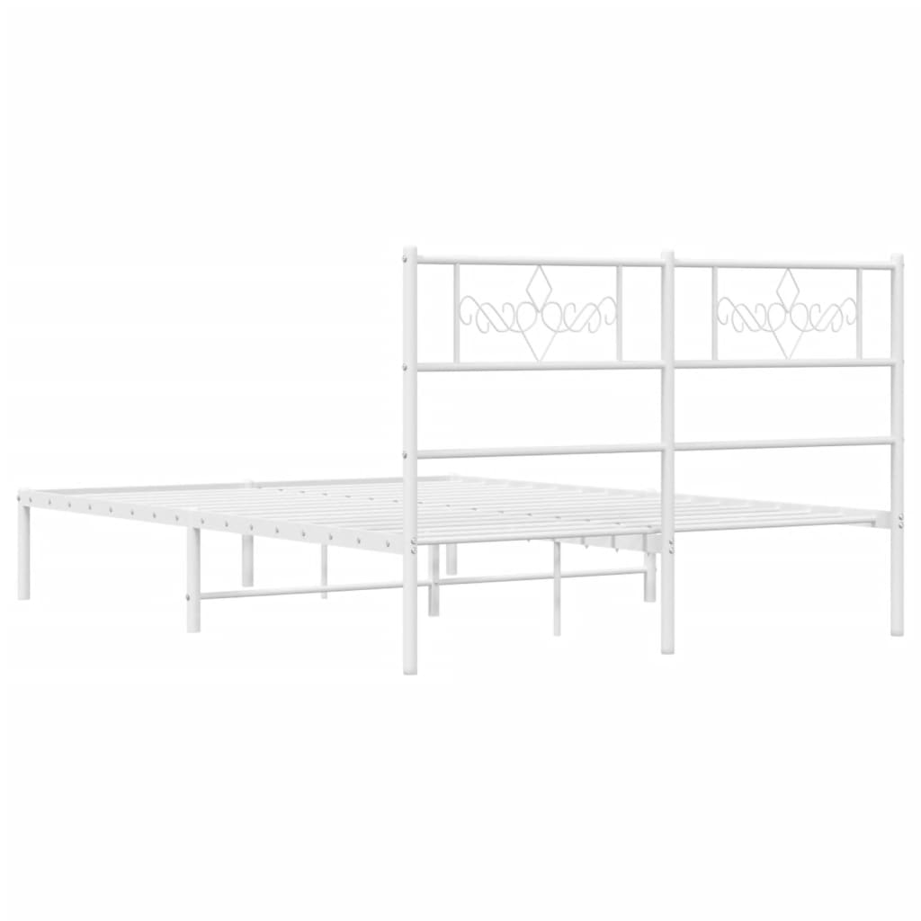 Bedframe met hoofdbord metaal wit 140x190 cm is nu te koop bij PeponiXL, paradijselijk wonen!