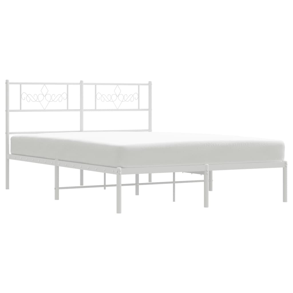 Bedframe met hoofdbord metaal wit 140x200 cm is nu te koop bij PeponiXL, paradijselijk wonen!