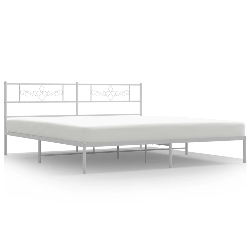 Bedframe met hoofdbord metaal wit 200x200 cm is nu te koop bij PeponiXL, paradijselijk wonen!