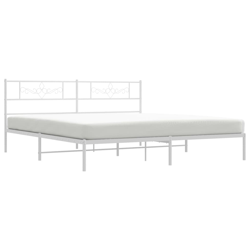 Bedframe met hoofdbord metaal wit 200x200 cm is nu te koop bij PeponiXL, paradijselijk wonen!