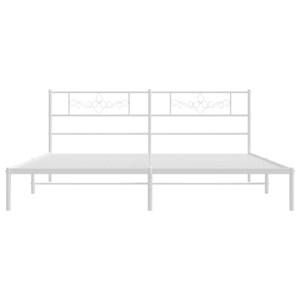 Bedframe met hoofdbord metaal wit 200x200 cm is nu te koop bij PeponiXL, paradijselijk wonen!