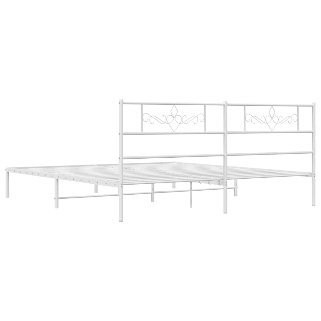 Bedframe met hoofdbord metaal wit 200x200 cm is nu te koop bij PeponiXL, paradijselijk wonen!