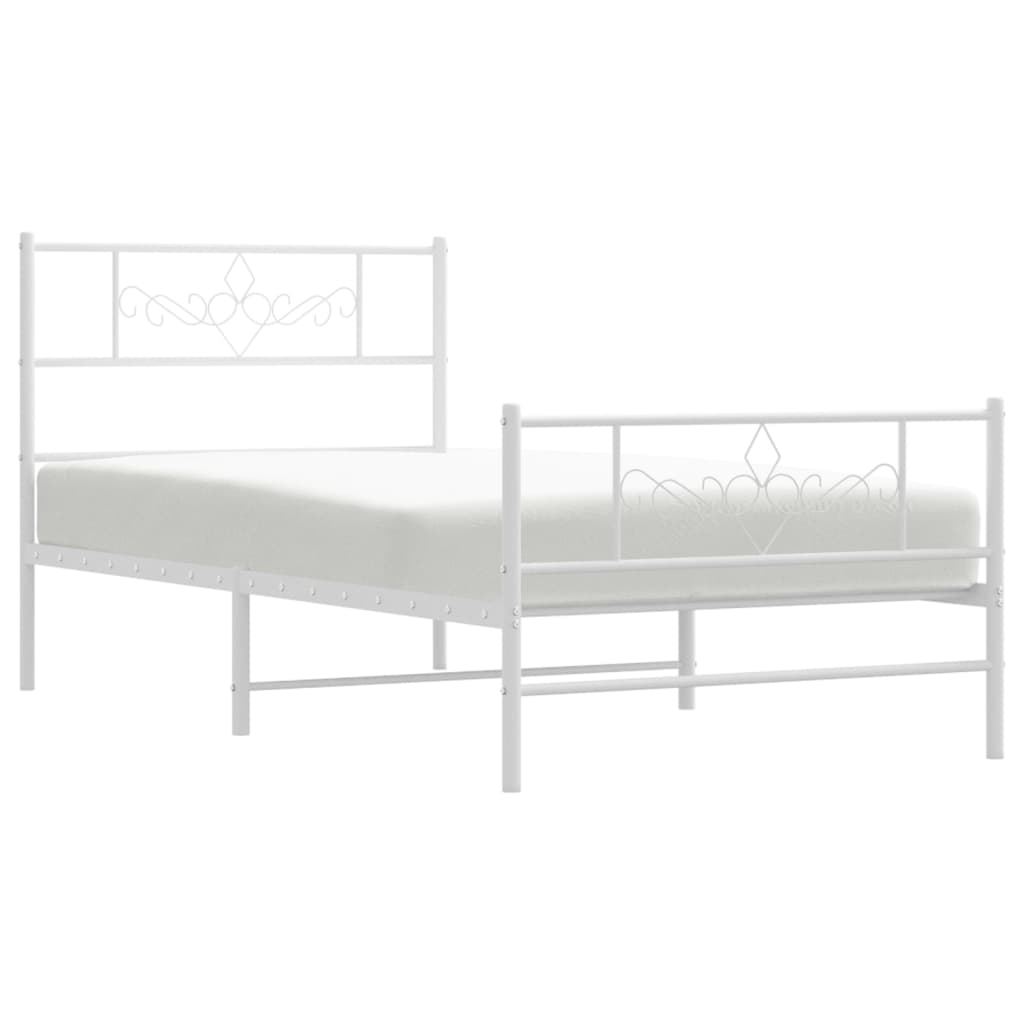 Bedframe met hoofd- en voeteneinde metaal wit 75x190 cm is nu te koop bij PeponiXL, paradijselijk wonen!