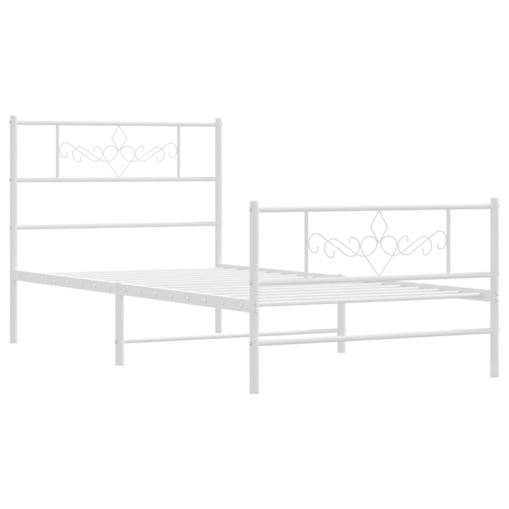 Bedframe met hoofd- en voeteneinde metaal wit 75x190 cm is nu te koop bij PeponiXL, paradijselijk wonen!
