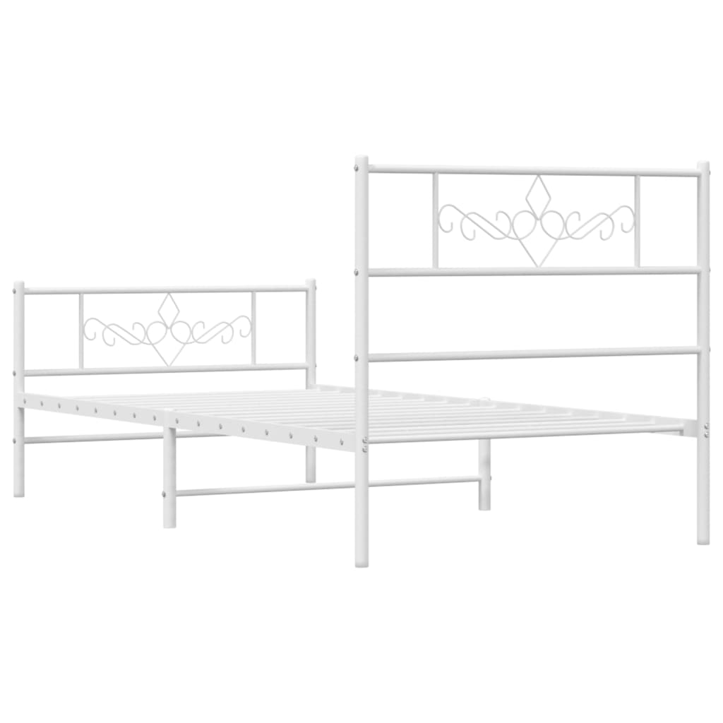 Bedframe met hoofd- en voeteneinde metaal wit 75x190 cm is nu te koop bij PeponiXL, paradijselijk wonen!