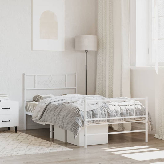 Bedframe met hoofd- en voeteneinde metaal wit 75x190 cm is nu te koop bij PeponiXL, paradijselijk wonen!