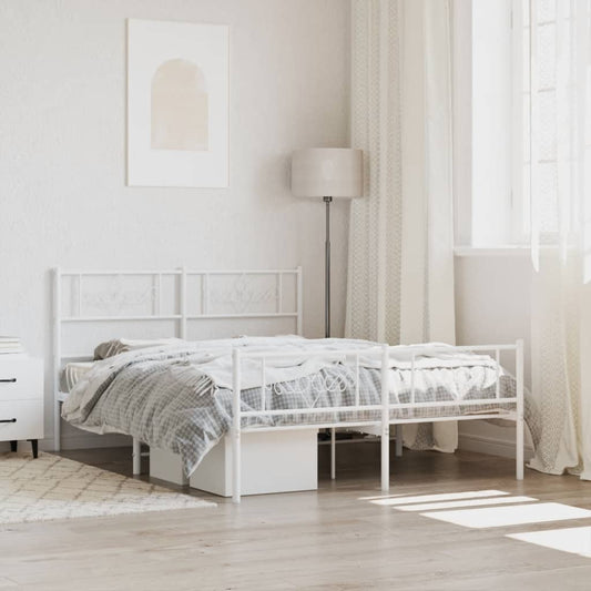 Bedframe met hoofd- en voeteneinde metaal wit 120x200 cm is nu te koop bij PeponiXL, paradijselijk wonen!