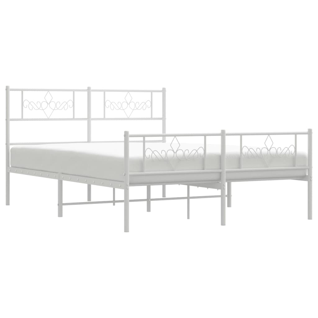 Bedframe met hoofd- en voeteneinde metaal wit 140x200 cm is nu te koop bij PeponiXL, paradijselijk wonen!