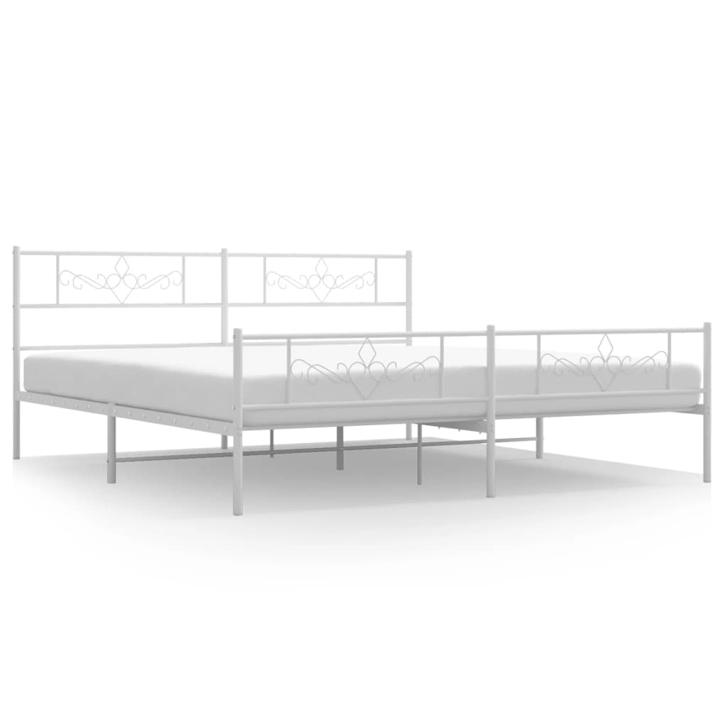 Bedframe met hoofd- en voeteneinde metaal wit 200x200 cm is nu te koop bij PeponiXL, paradijselijk wonen!