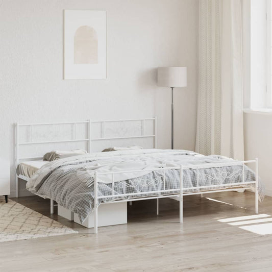Bedframe met hoofd- en voeteneinde metaal wit 200x200 cm is nu te koop bij PeponiXL, paradijselijk wonen!