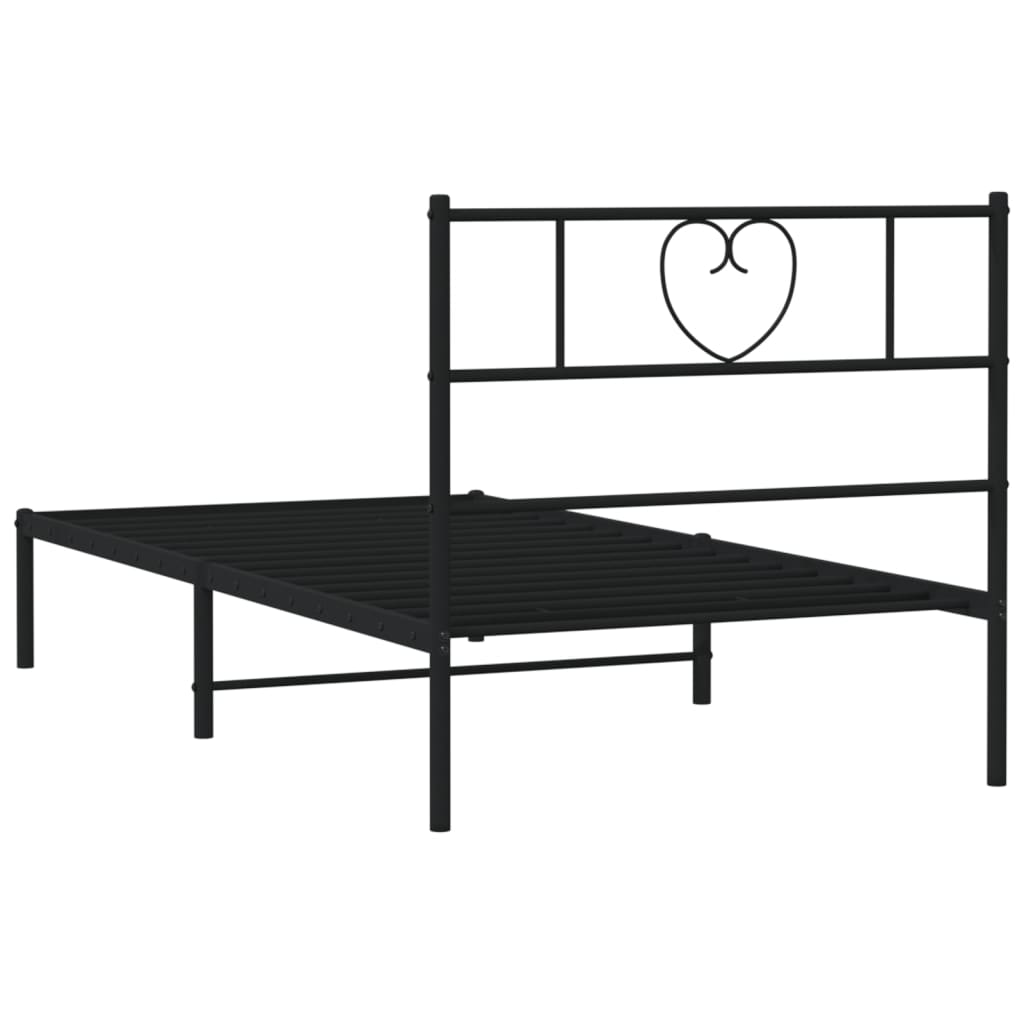 Bedframe met hoofdbord metaal zwart 107x203 cm is nu te koop bij PeponiXL, paradijselijk wonen!