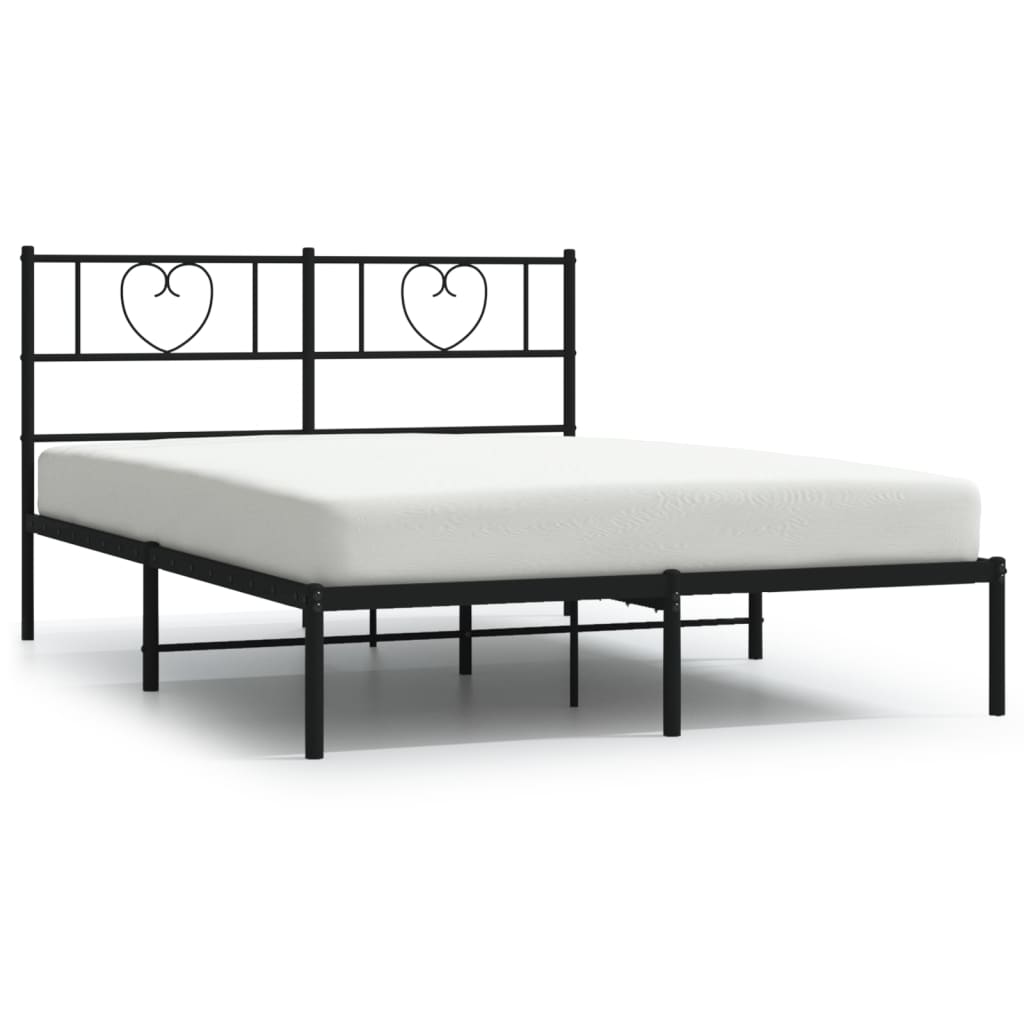 Bedframe met hoofdbord metaal zwart 140x190 cm is nu te koop bij PeponiXL, paradijselijk wonen!