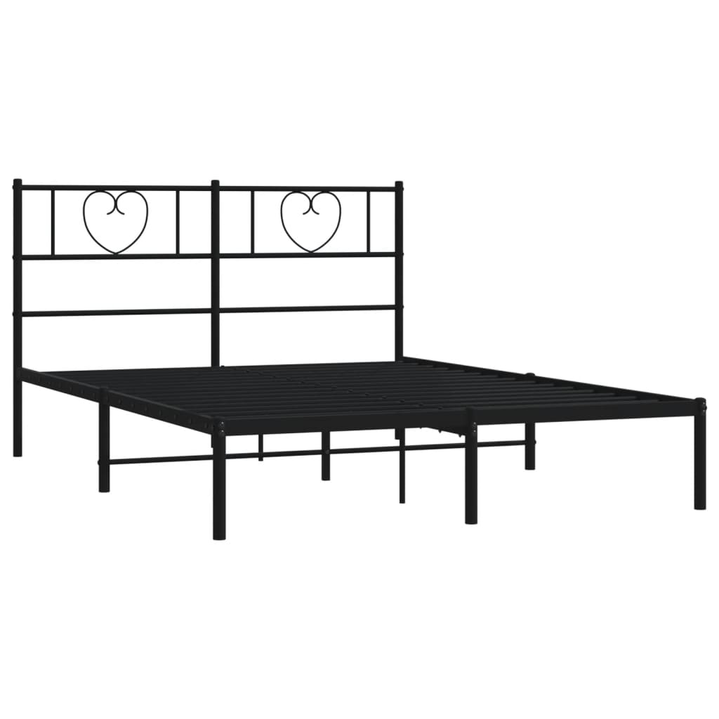 Bedframe met hoofdbord metaal zwart 140x190 cm is nu te koop bij PeponiXL, paradijselijk wonen!
