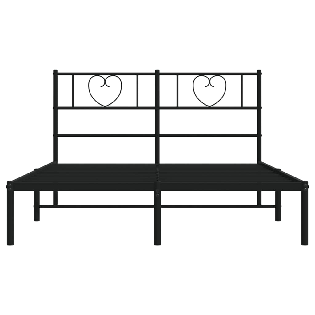 Bedframe met hoofdbord metaal zwart 140x190 cm is nu te koop bij PeponiXL, paradijselijk wonen!