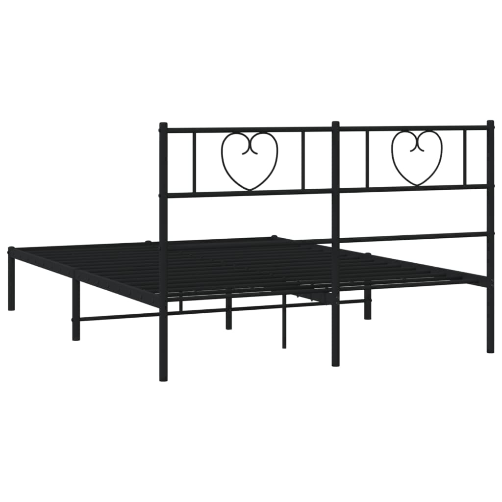 Bedframe met hoofdbord metaal zwart 140x190 cm is nu te koop bij PeponiXL, paradijselijk wonen!