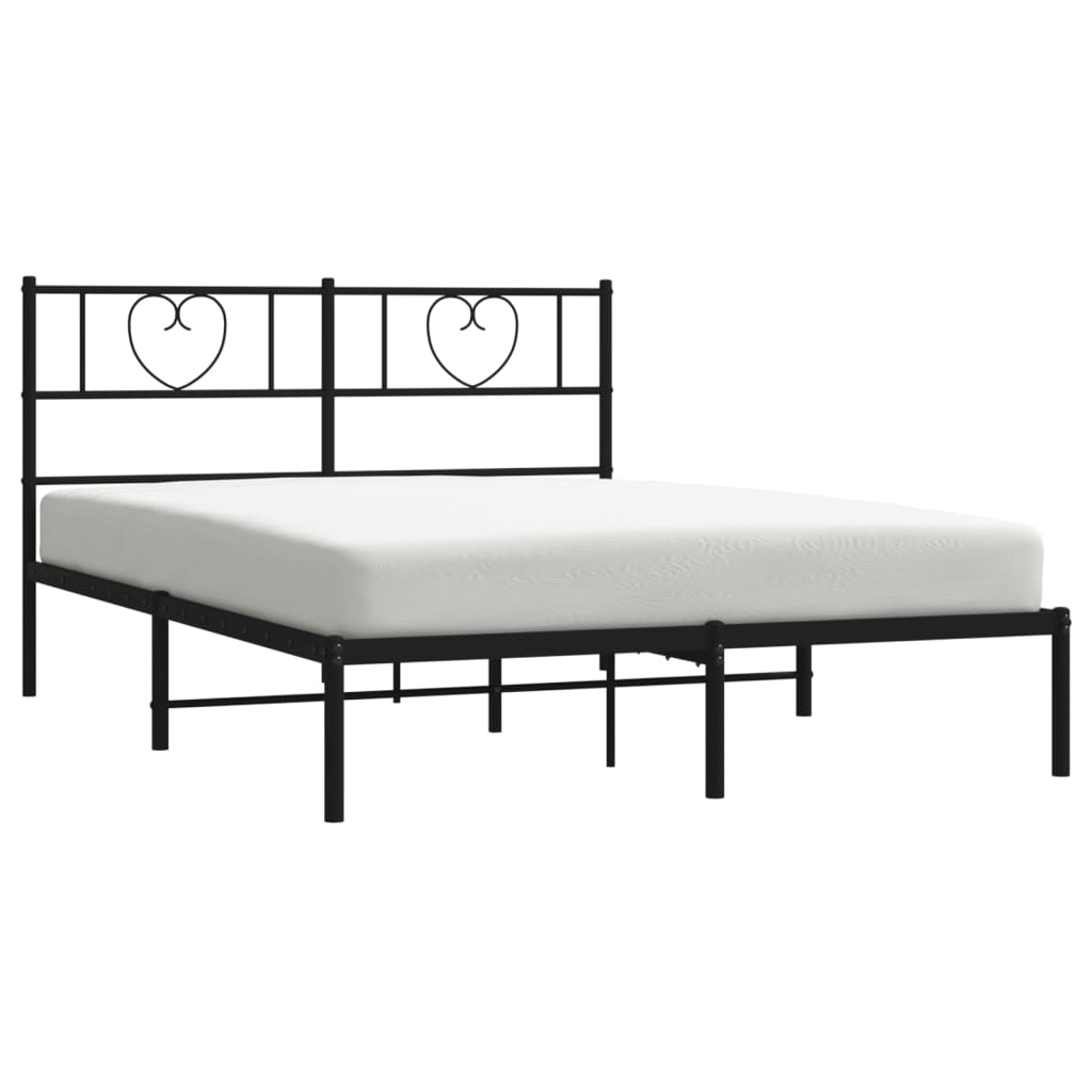 Bedframe met hoofdbord metaal zwart 140x200 cm is nu te koop bij PeponiXL, paradijselijk wonen!