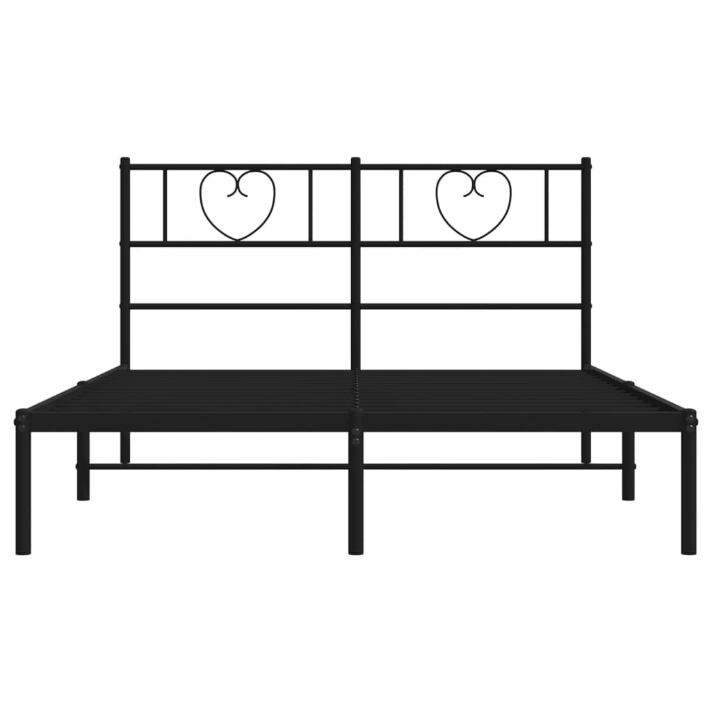 Bedframe met hoofdbord metaal zwart 140x200 cm is nu te koop bij PeponiXL, paradijselijk wonen!