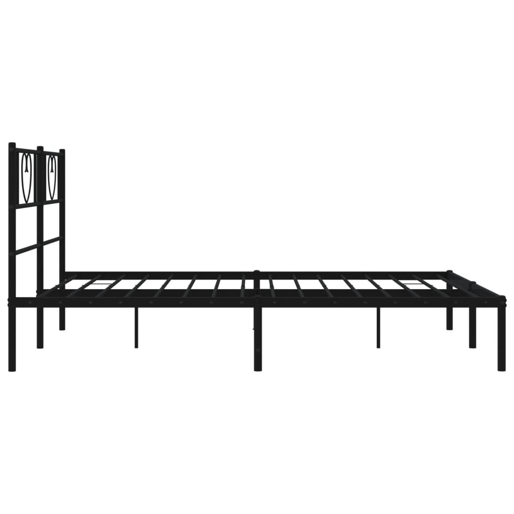 Bedframe met hoofdbord metaal zwart 140x200 cm is nu te koop bij PeponiXL, paradijselijk wonen!