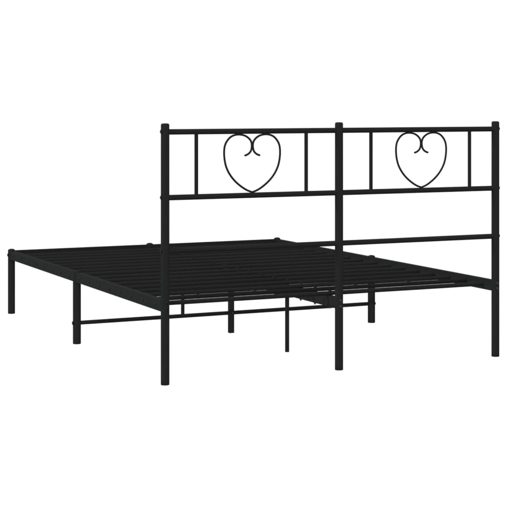 Bedframe met hoofdbord metaal zwart 140x200 cm is nu te koop bij PeponiXL, paradijselijk wonen!