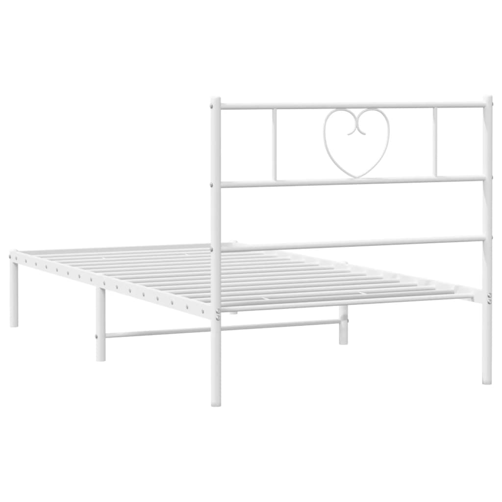 Bedframe met hoofdbord metaal wit 90x200 cm is nu te koop bij PeponiXL, paradijselijk wonen!