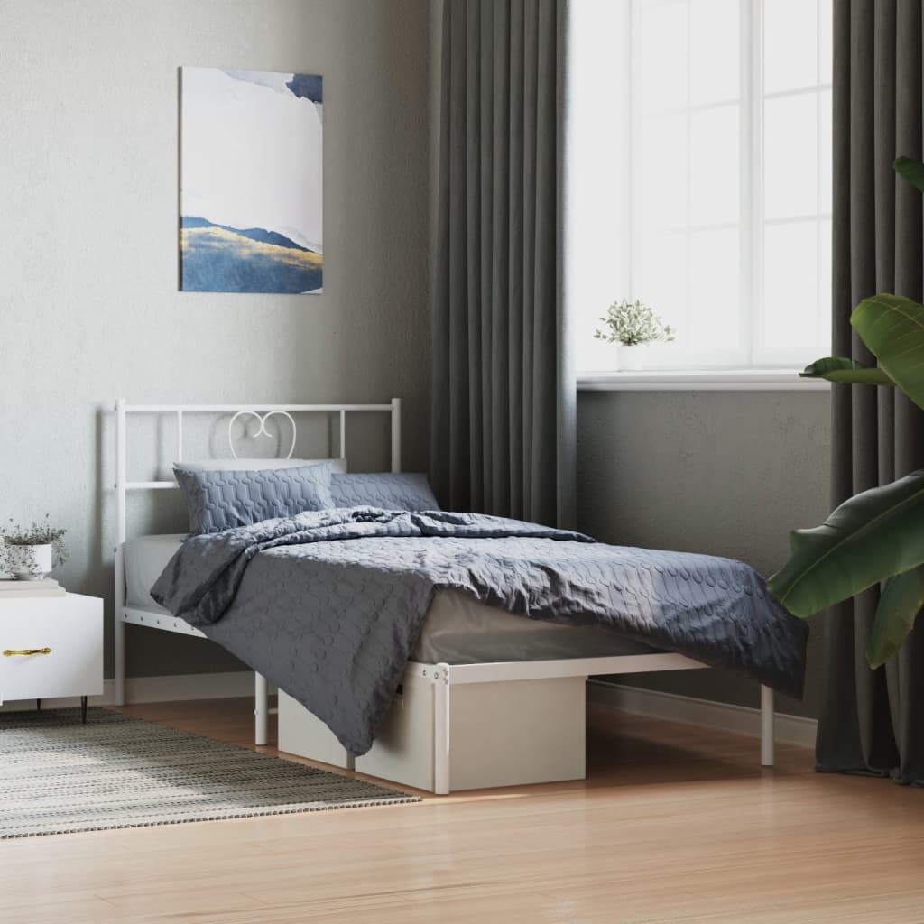 Bedframe met hoofdbord metaal wit 90x200 cm is nu te koop bij PeponiXL, paradijselijk wonen!