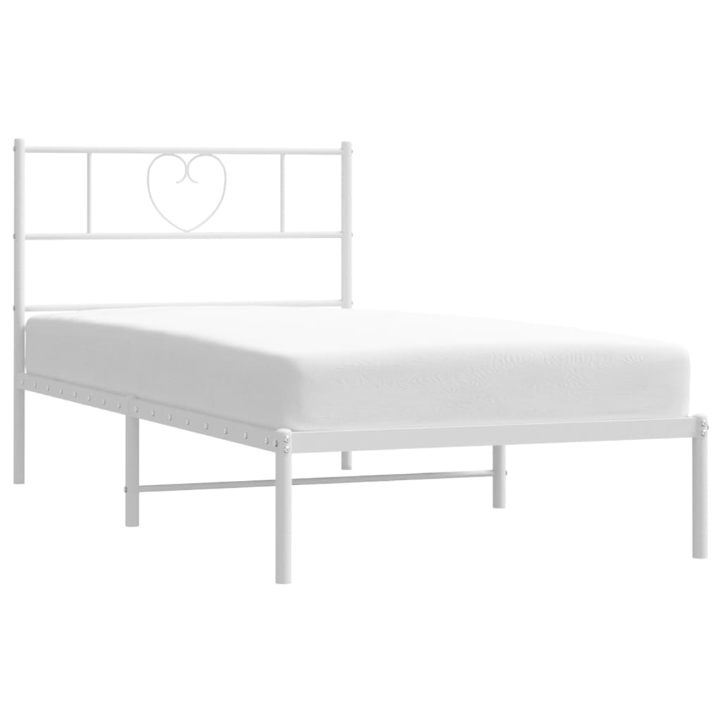 Bedframe met hoofdbord metaal wit 107x203 cm is nu te koop bij PeponiXL, paradijselijk wonen!