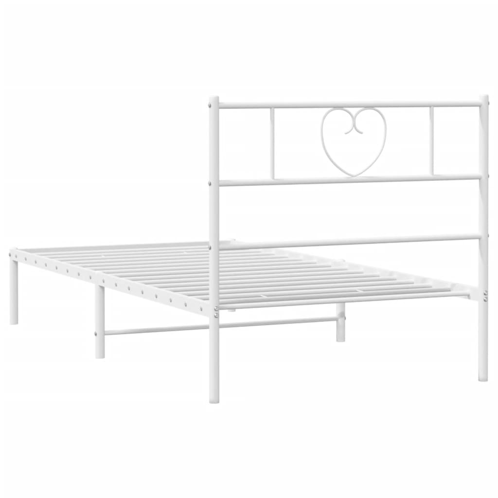Bedframe met hoofdbord metaal wit 107x203 cm is nu te koop bij PeponiXL, paradijselijk wonen!