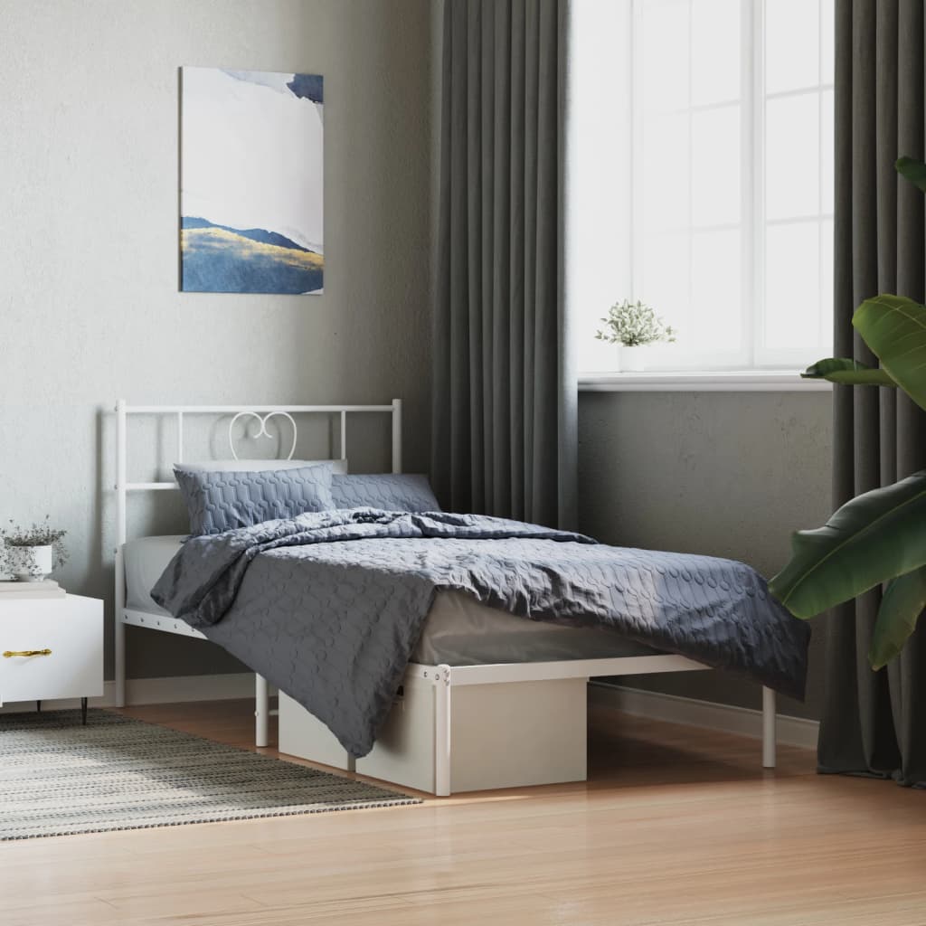 Bedframe met hoofdbord metaal wit 107x203 cm is nu te koop bij PeponiXL, paradijselijk wonen!