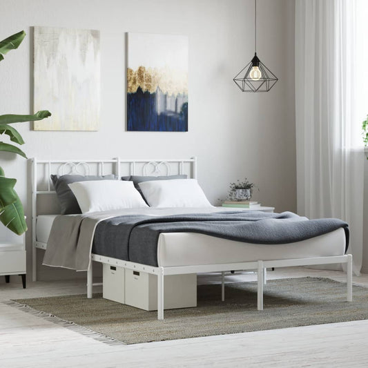 Bedframe met hoofdbord metaal wit 120x190 cm is nu te koop bij PeponiXL, paradijselijk wonen!