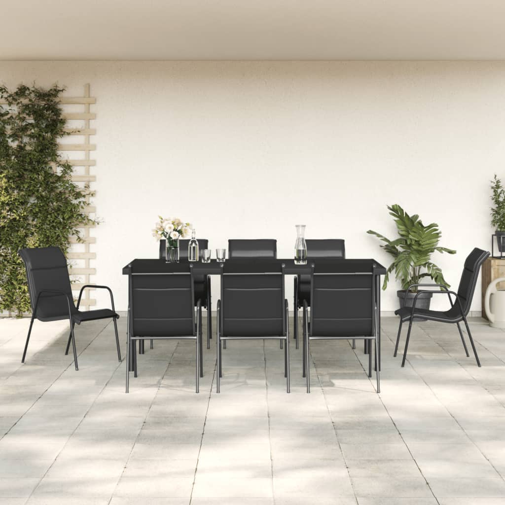 9-delige Tuinset textileen en staal zwart is nu te koop bij PeponiXL, paradijselijk wonen!