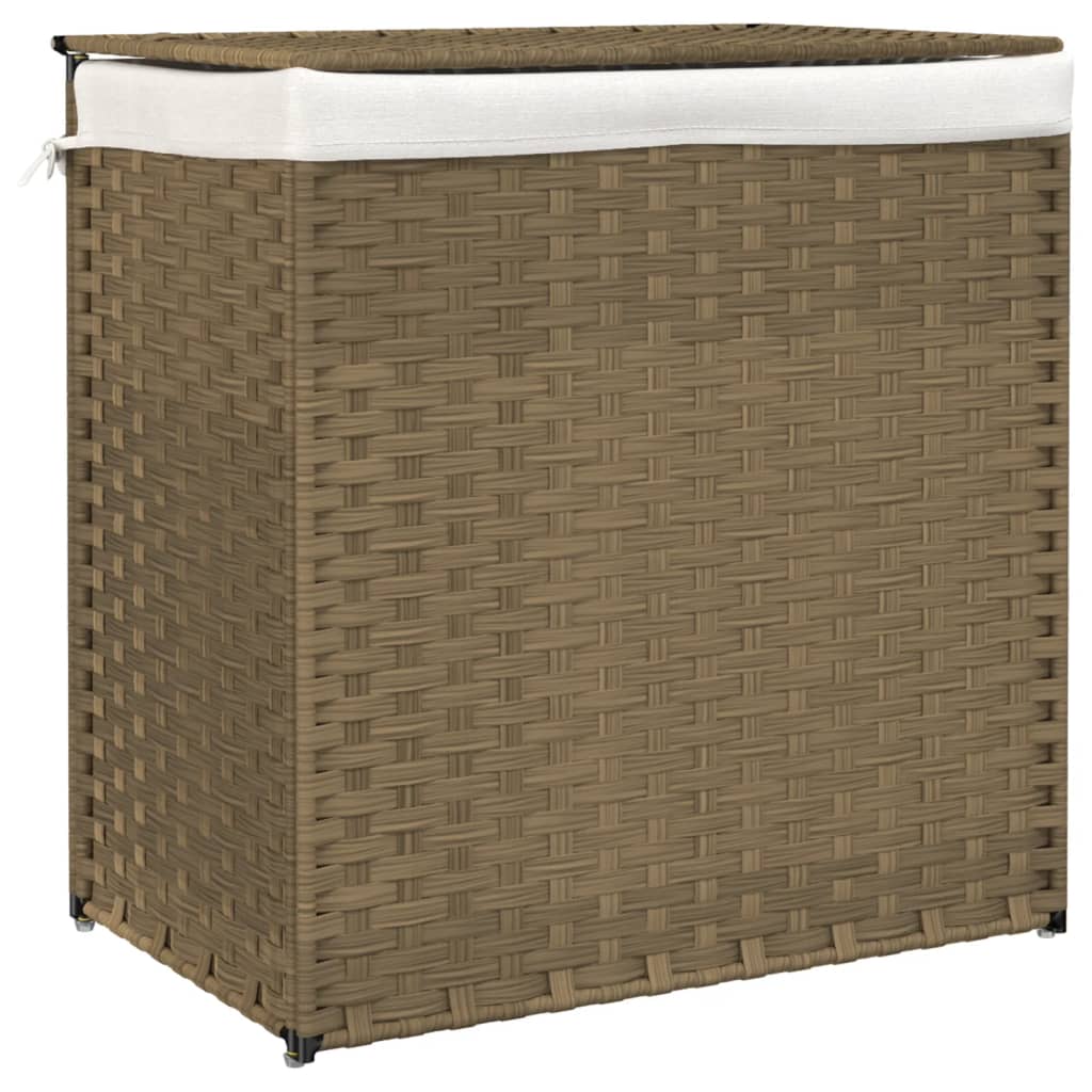 Wasmand met 2 vakken 53x35x57 cm poly rattan is nu te koop bij PeponiXL, paradijselijk wonen!