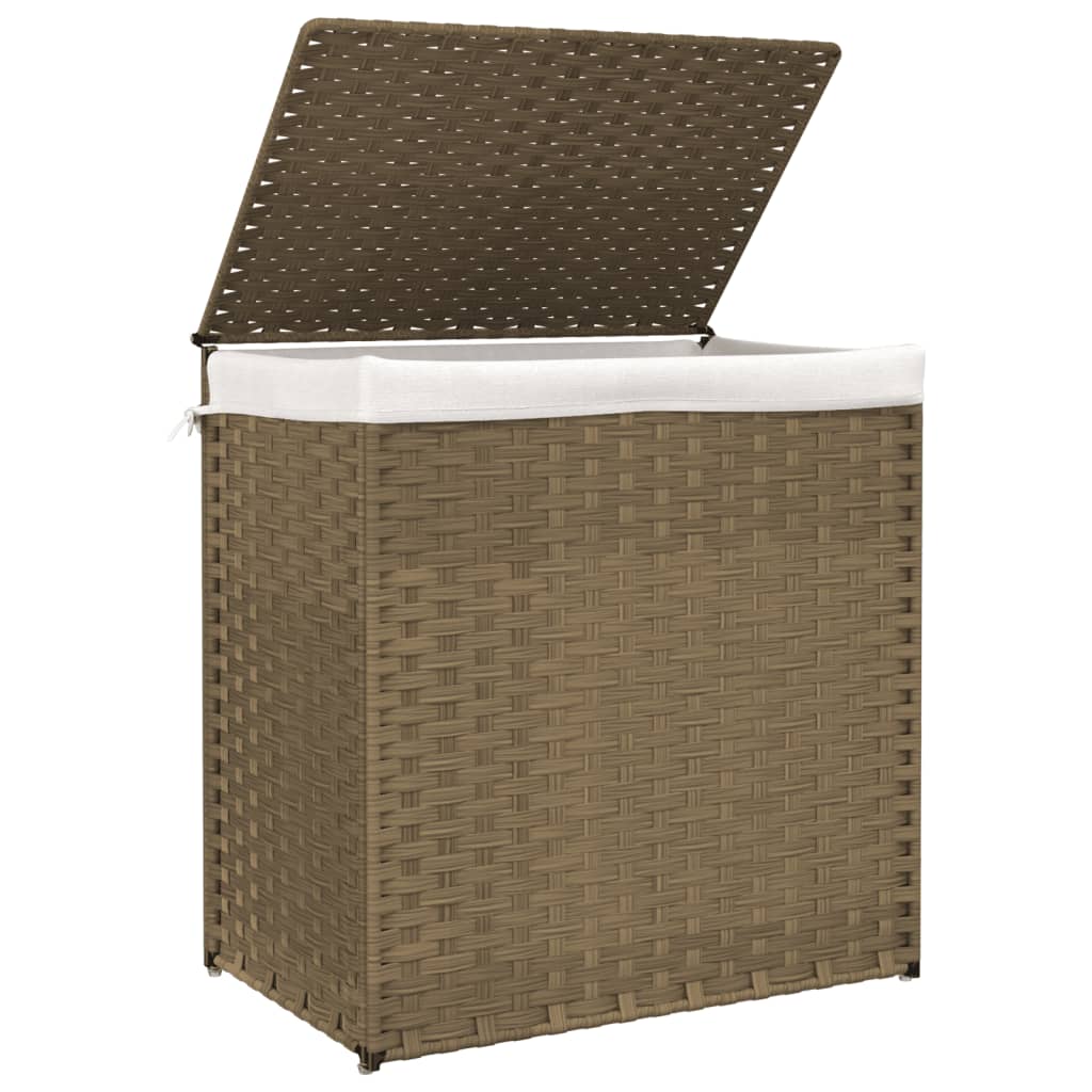 Wasmand met 2 vakken 53x35x57 cm poly rattan is nu te koop bij PeponiXL, paradijselijk wonen!