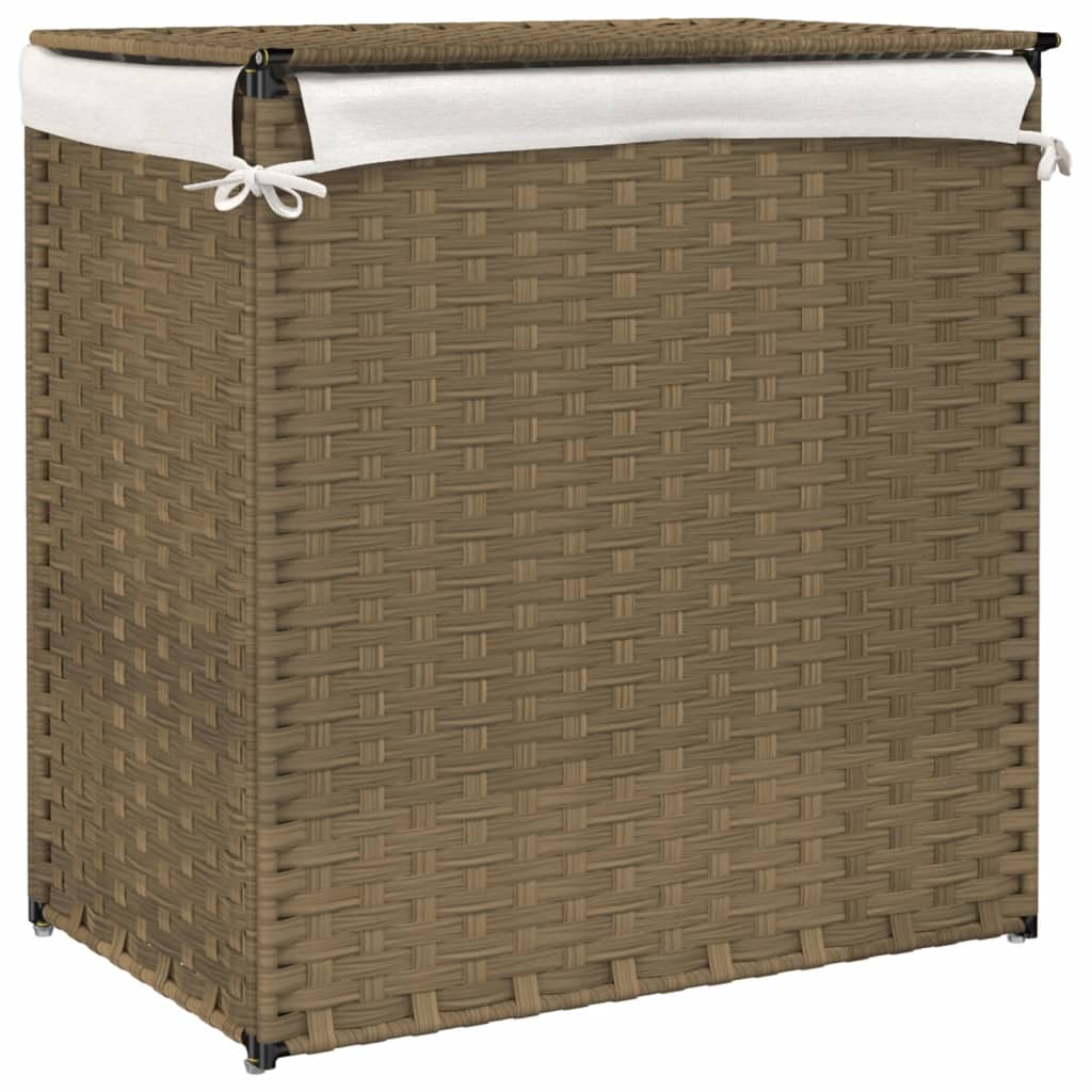 Wasmand met 2 vakken 53x35x57 cm poly rattan is nu te koop bij PeponiXL, paradijselijk wonen!