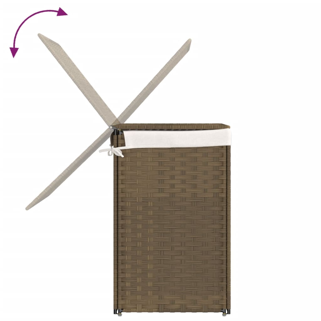 Wasmand met 2 vakken 53x35x57 cm poly rattan is nu te koop bij PeponiXL, paradijselijk wonen!