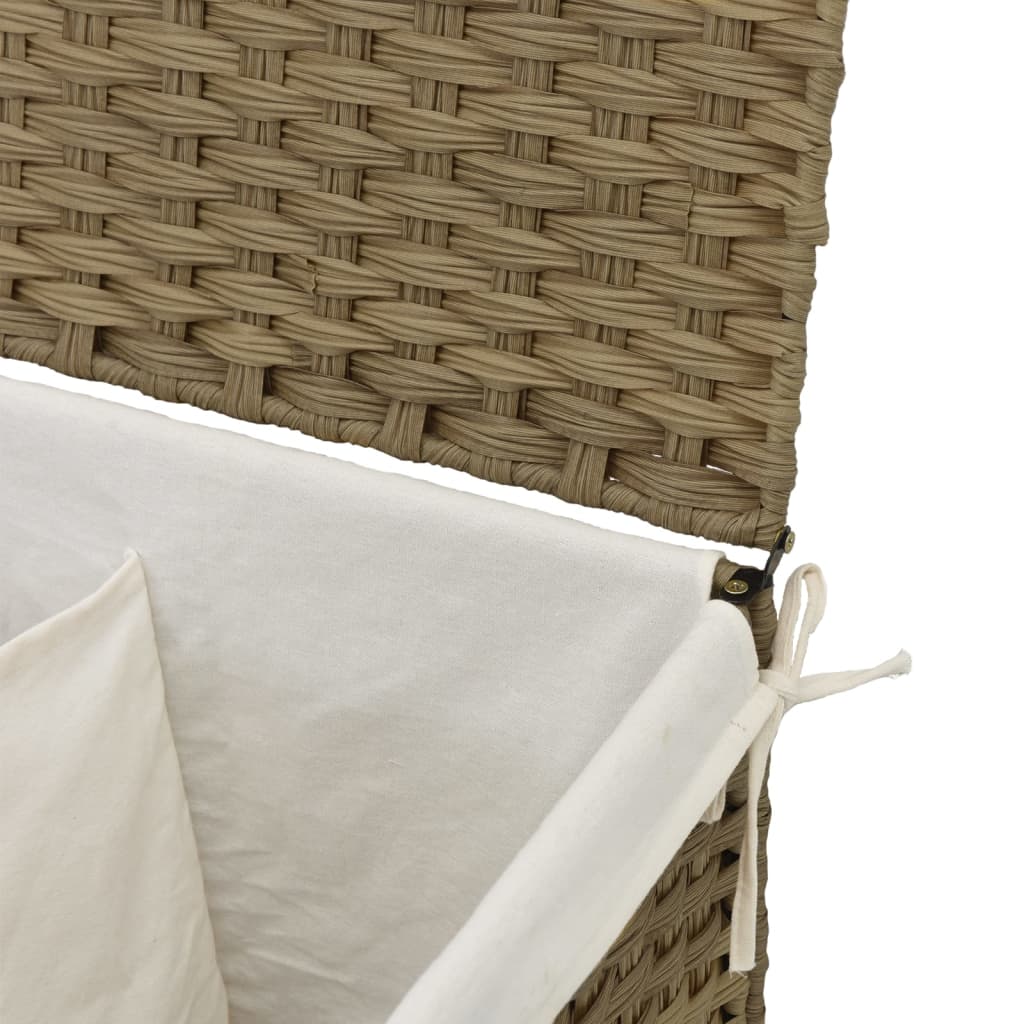 Wasmand met 2 vakken 53x35x57 cm poly rattan is nu te koop bij PeponiXL, paradijselijk wonen!