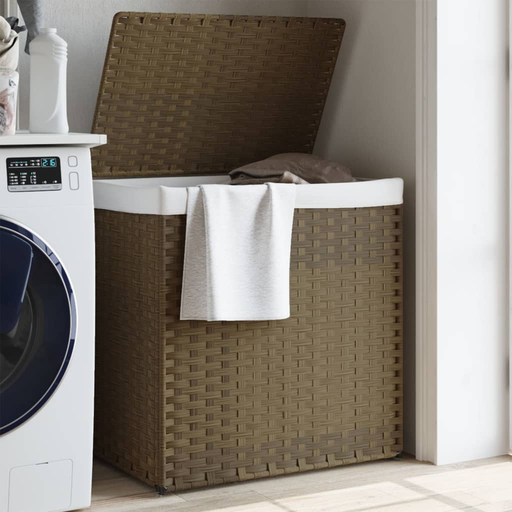 Wasmand met 2 vakken 53x35x57 cm poly rattan is nu te koop bij PeponiXL, paradijselijk wonen!