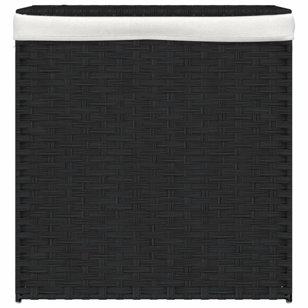 Wasmand met 2 vakken 53x35x57 cm poly rattan zwart is nu te koop bij PeponiXL, paradijselijk wonen!
