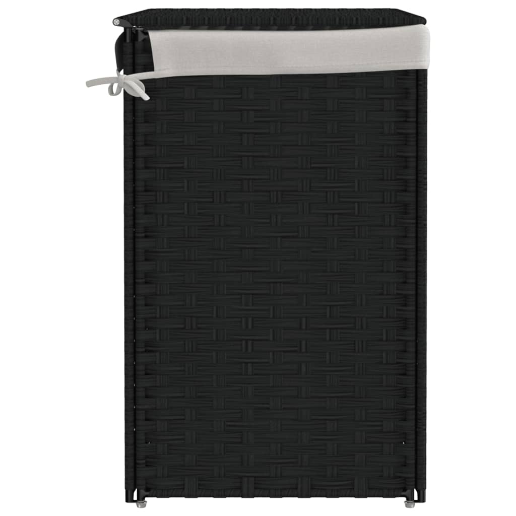 Wasmand met 2 vakken 53x35x57 cm poly rattan zwart is nu te koop bij PeponiXL, paradijselijk wonen!