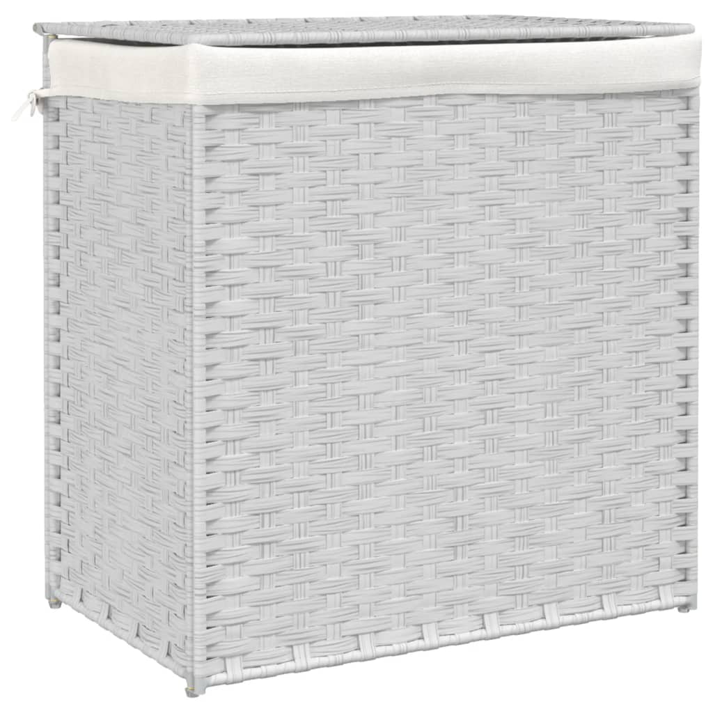 Wasmand met 2 vakken 53x35x57 cm poly rattan wit is nu te koop bij PeponiXL, paradijselijk wonen!