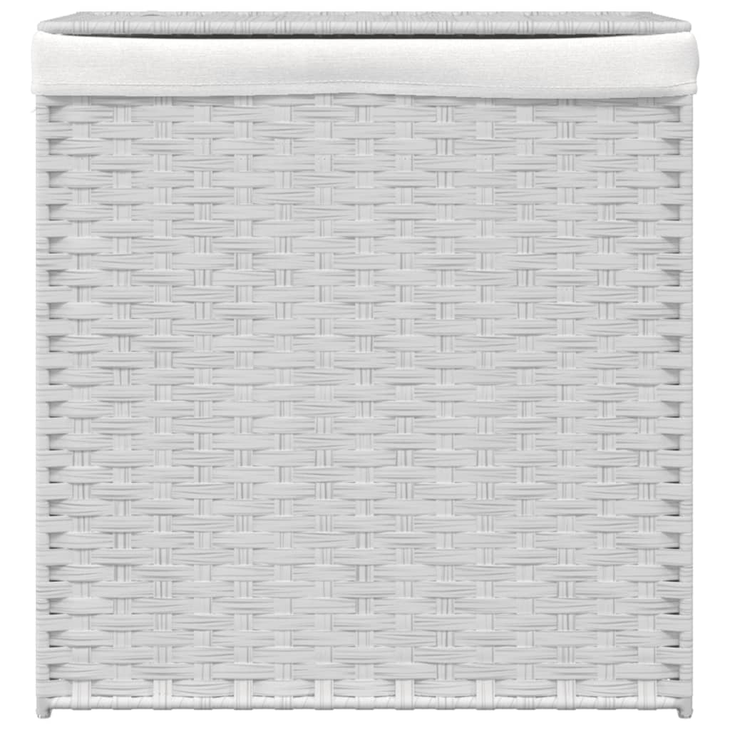 Wasmand met 2 vakken 53x35x57 cm poly rattan wit is nu te koop bij PeponiXL, paradijselijk wonen!