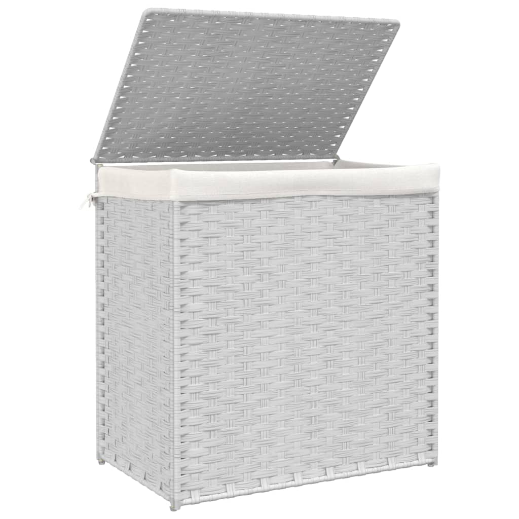 Wasmand met 2 vakken 53x35x57 cm poly rattan wit is nu te koop bij PeponiXL, paradijselijk wonen!